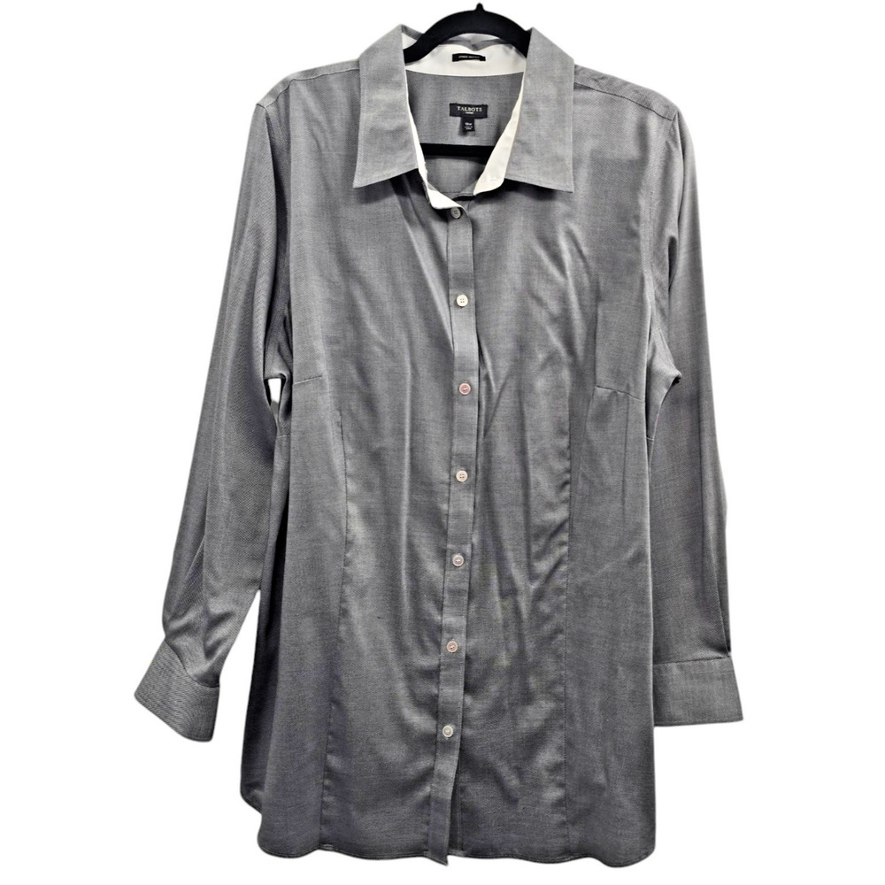 Talbots Gray Button Down Shirt Womens 18W